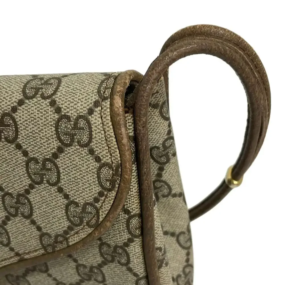 Gucci Old Gucci Shoulder Bag Beige Dark Brown PVC Leather - Picture 14 of 14
